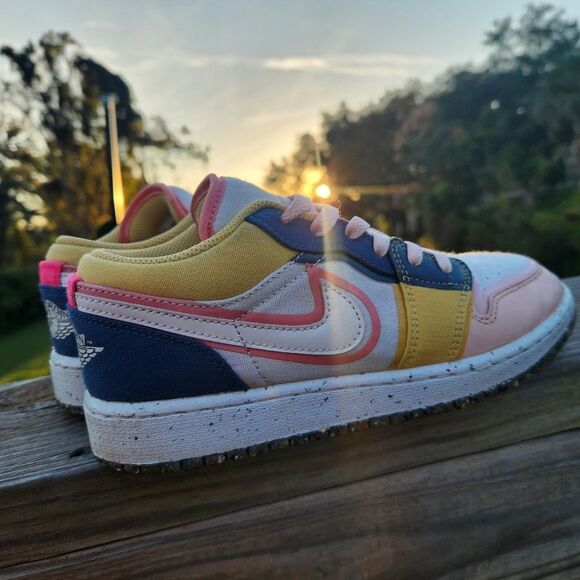 Nike Other - Nike Air Jordan Low SE Big Girls Size 4Y Multicolor Pink Canva Sneakers Shoes
